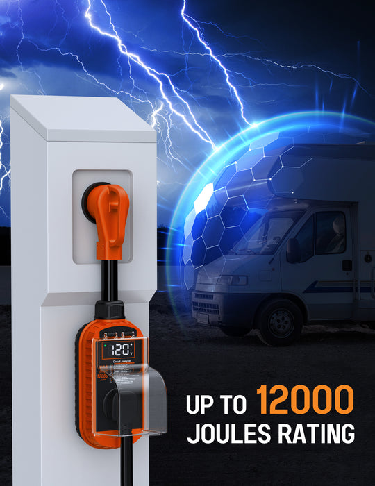 Smart 50 Amp RV Surge Protector with Auto Shutoff & Reset