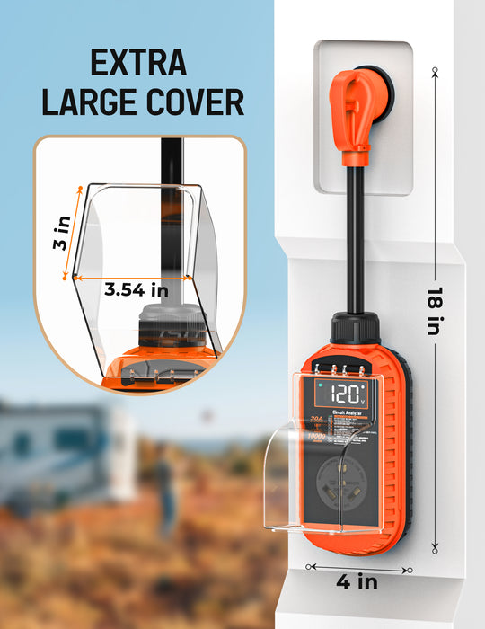 Smart RV Surge Protector 30 Amp with Auto Shutoff & Reset,  10,000J 30 Amp,  IP67 Waterproof