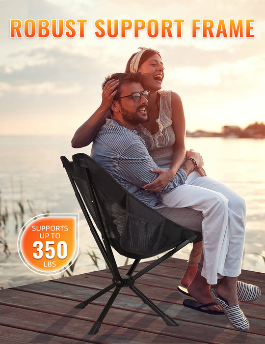 Portable Chairs for Adults Foldable, Lightweight with Cup Holder, Side Pocket and Carry Bag - Support 350 LBS
