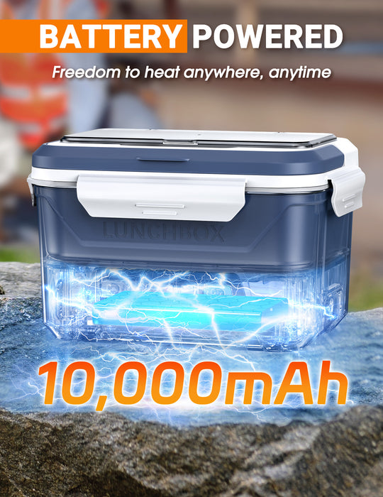 Rechargeable Heated Lunch Box, 1.3L Cordless for Adults with Scheduled Heating