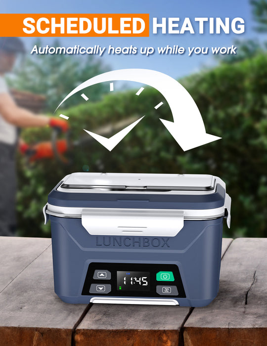 Rechargeable Heated Lunch Box, 1.3L Cordless for Adults with Scheduled Heating