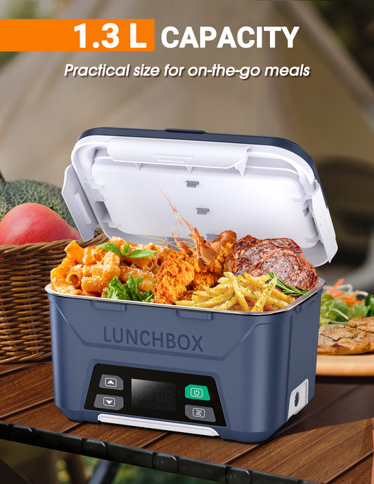 Rechargeable Heated Lunch Box, 1.3L Cordless for Adults with Scheduled Heating