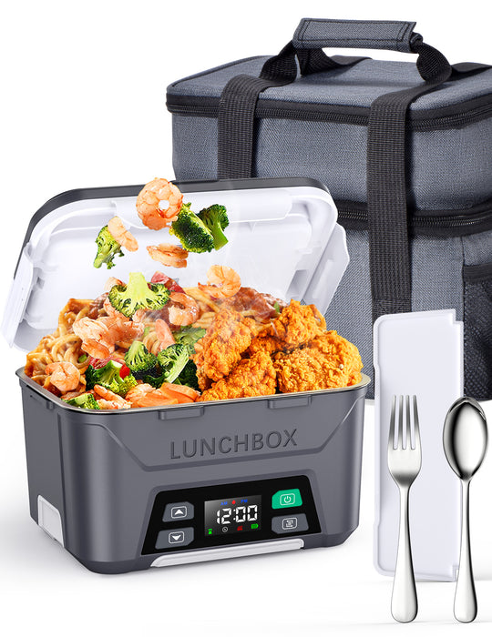 Rechargeable Heated Lunch Box, 1.3L Cordless for Adults with Scheduled Heating