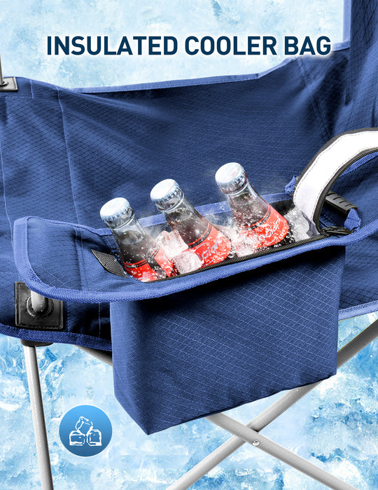 Canopy Beach Chair with Cooler, Cup Holder, Side Pocket - Support 330 LBS