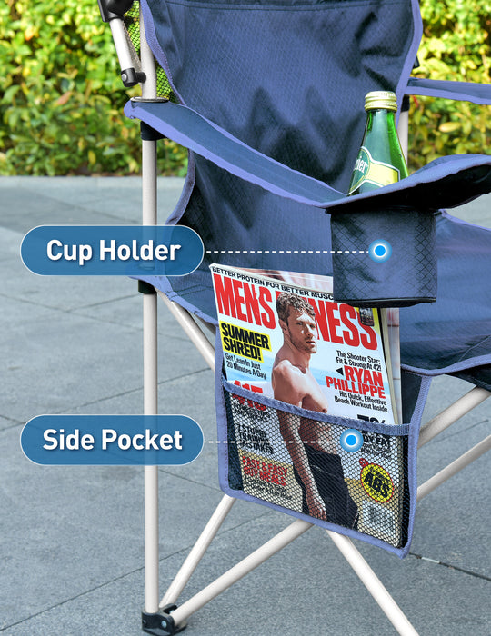 Canopy Beach Chair with Cooler, Cup Holder, Side Pocket - Support 330 LBS