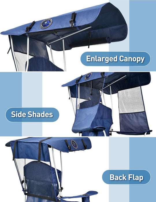 Canopy Beach Chair with Fan, Cup Holder, Side Pocket- Support 330 LBS