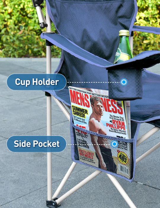 Canopy Beach Chair with Fan, Cup Holder, Side Pocket- Support 330 LBS