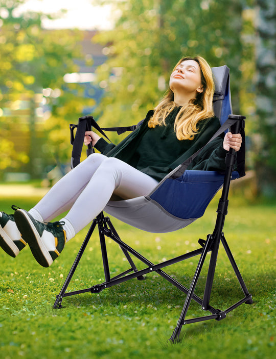 Portable Hammock Chair Camping with Adjustable Backrest, Headrest, Padded Seat, Cup Holder