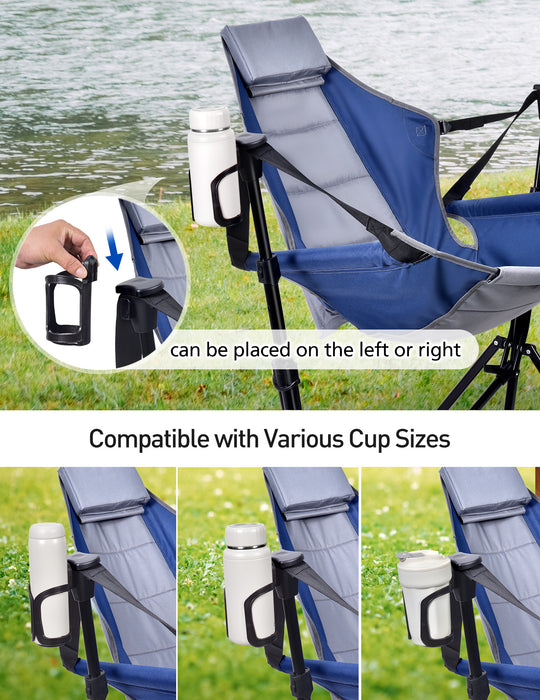 Portable Hammock Chair Camping with Adjustable Backrest, Headrest, Padded Seat, Cup Holder