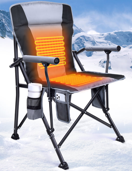 Heated Camping Chair for Adults, Heats Back and Seat, 3 Heat Levels