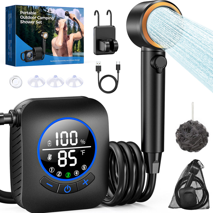 Portable Camping Shower for Camping 8000mAh with 3X Stronger Water Flow